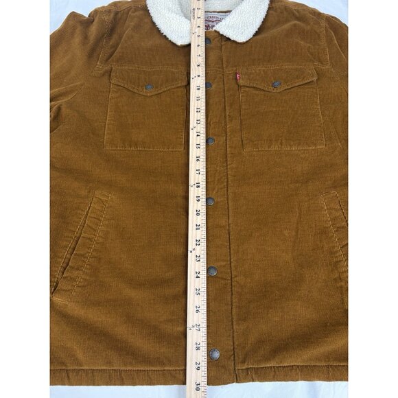 Levis Corduroy Sherpa Lined Trucker Jacket Men’s XXL Brown Snap Zip - Picture 12 of 16